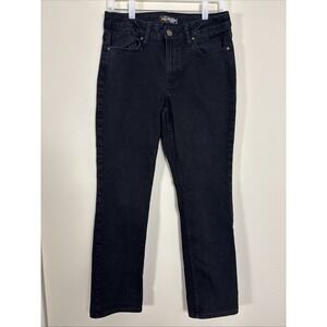 Lee Jeans Womens 14 Short Black Relaxed Fit Straight Leg Mid Rise Denim 33x29